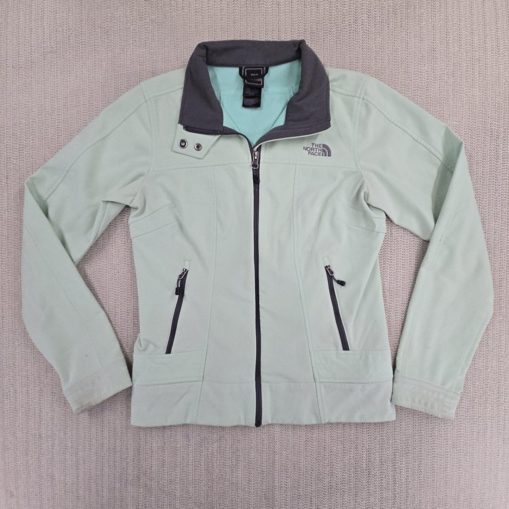 The North Face Jacket Womens Small Green Softshell Fleece Lined Zip Pockets